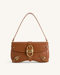 Sia Crushed Shoulder Bag - Brown