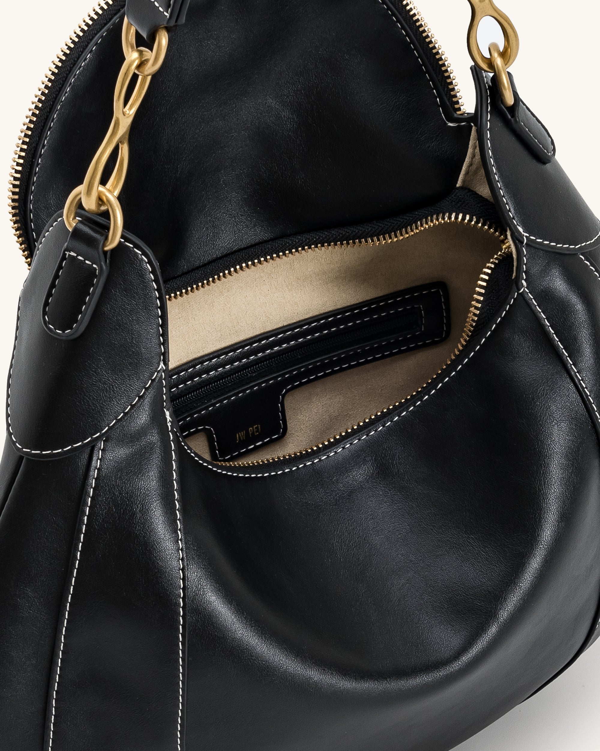 Daria Metal Pendant Embellished Shoulder Bag - Black