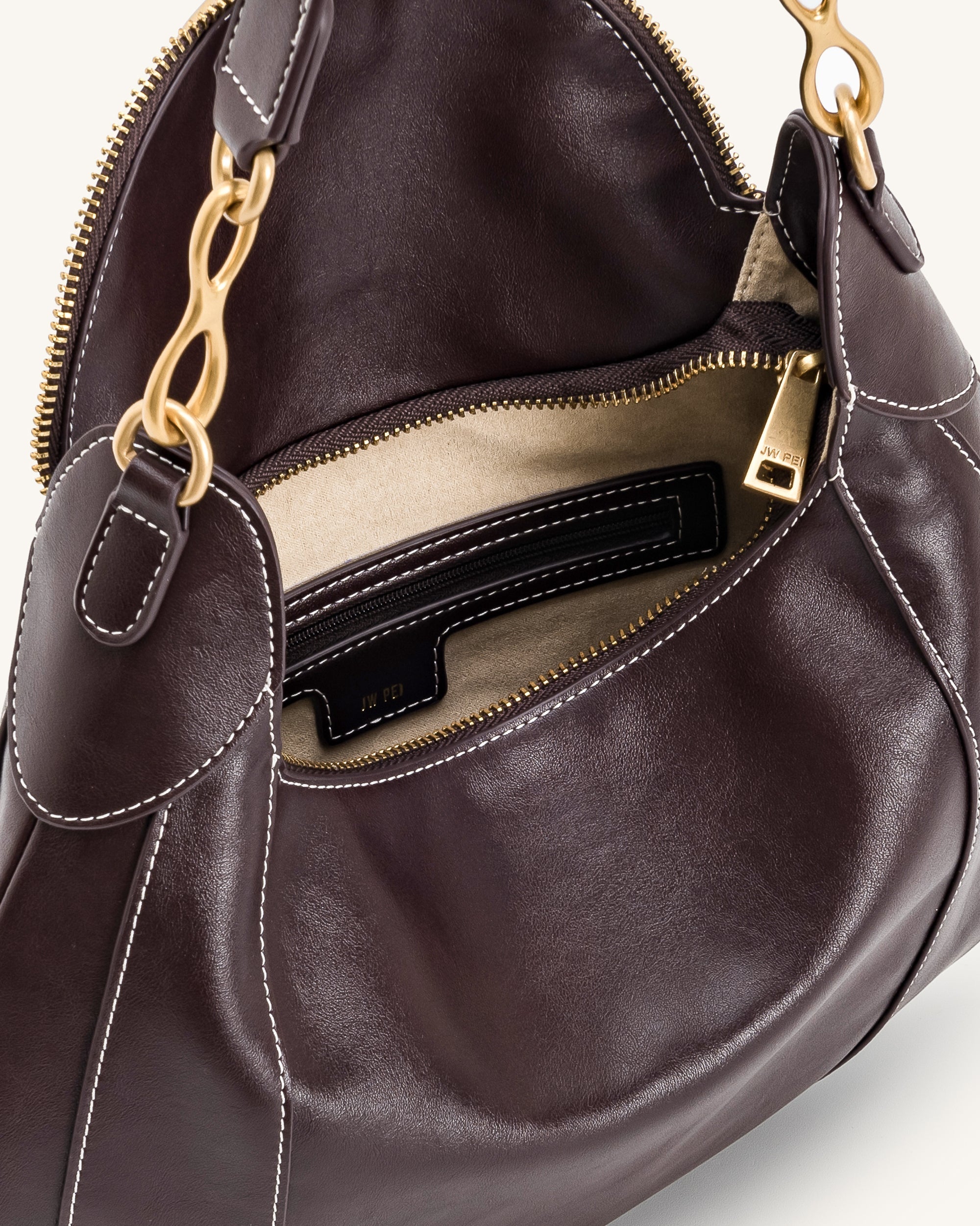 Daria Metal Pendant Embellished Shoulder Bag - Dark Brown
