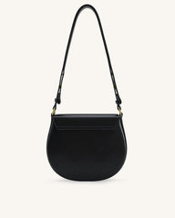 Diana Ring Flap Saddle Bag - Black