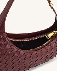 Harlee Weave Texture Shoulder Bag - Burgundy