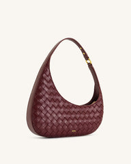 Harlee Weave Texture Shoulder Bag - Burgundy