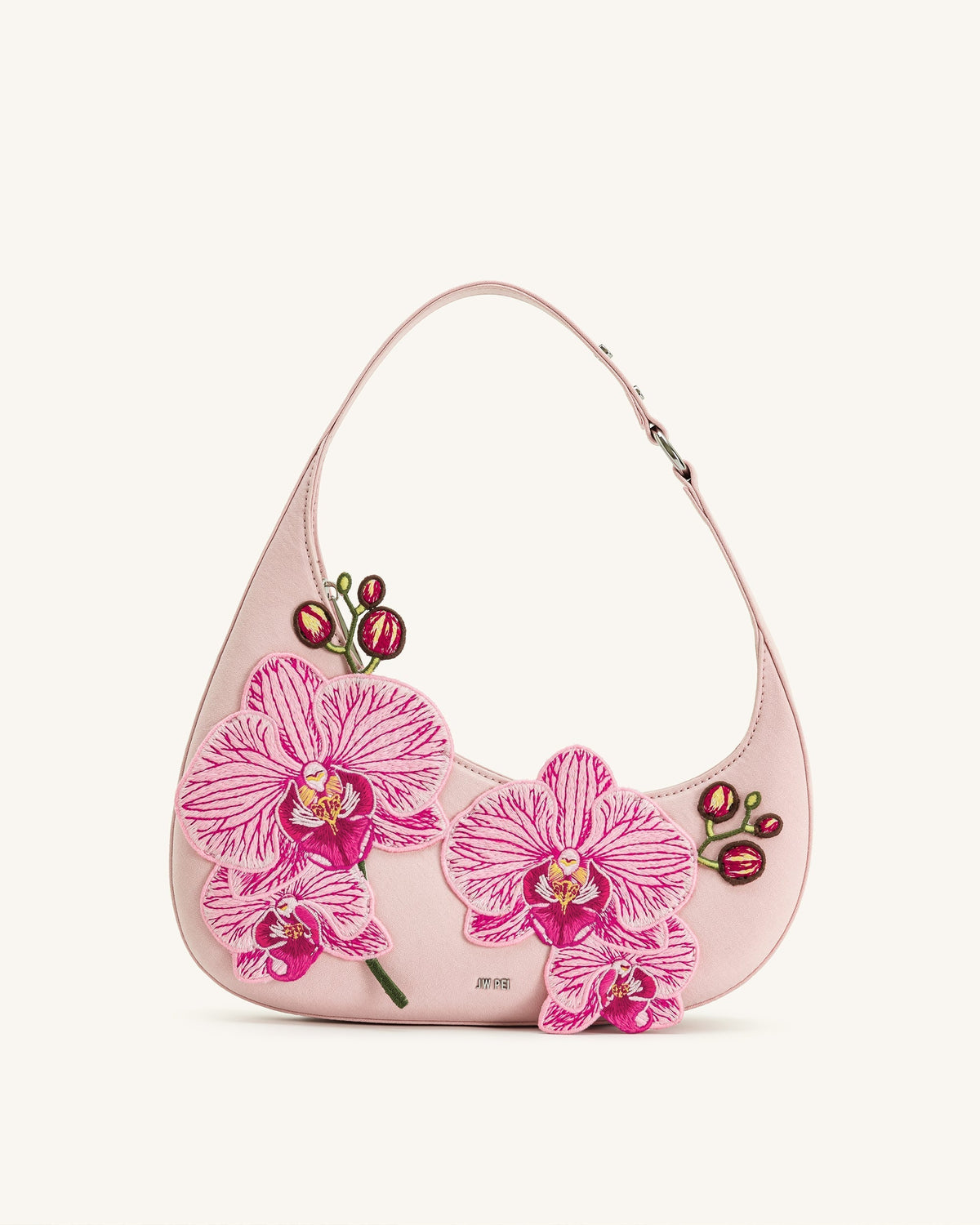 Harlee Orchid Embroidered Shoulder Bag - Pink