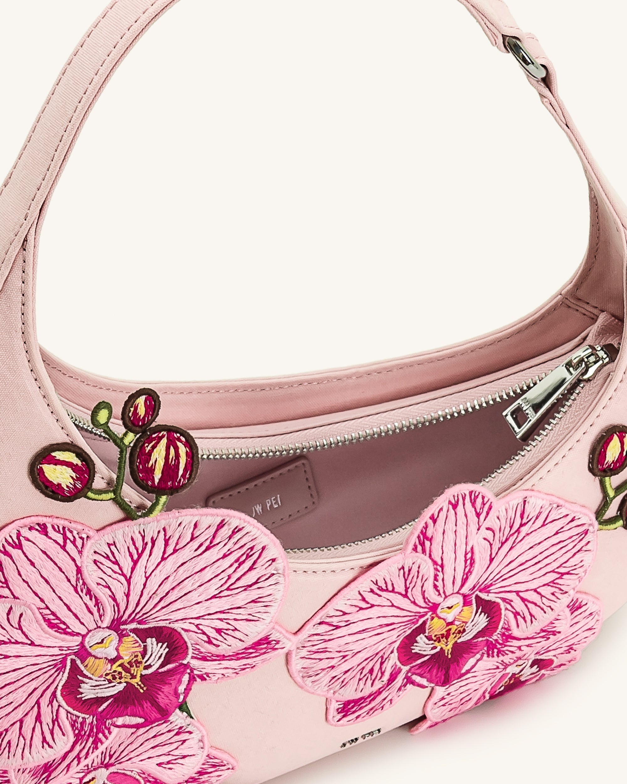 Harlee Orchid Embroidered Shoulder Bag - Pink