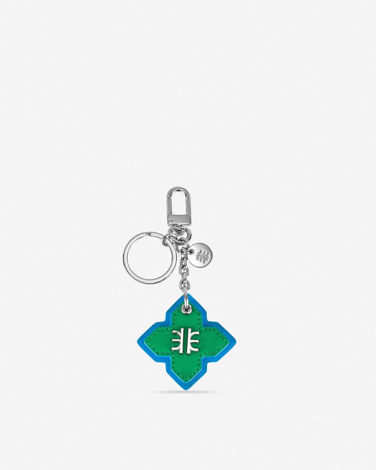 Rhombus Bag Charm And Key Holder - Grass Green & Lake Blue