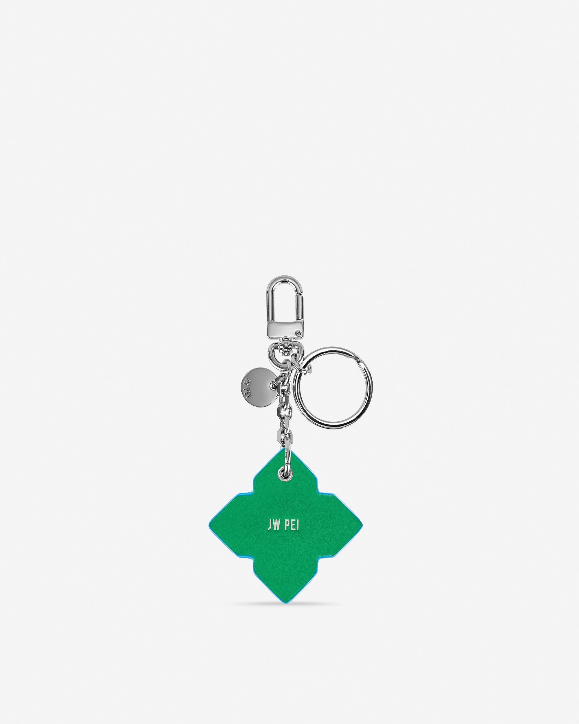 Rhombus Bag Charm And Key Holder - Grass Green & Lake Blue