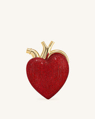 Maren Artificial Crystal Heart Shaped Bag - Red