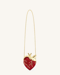 Maren Artificial Crystal Heart Shaped Bag - Red