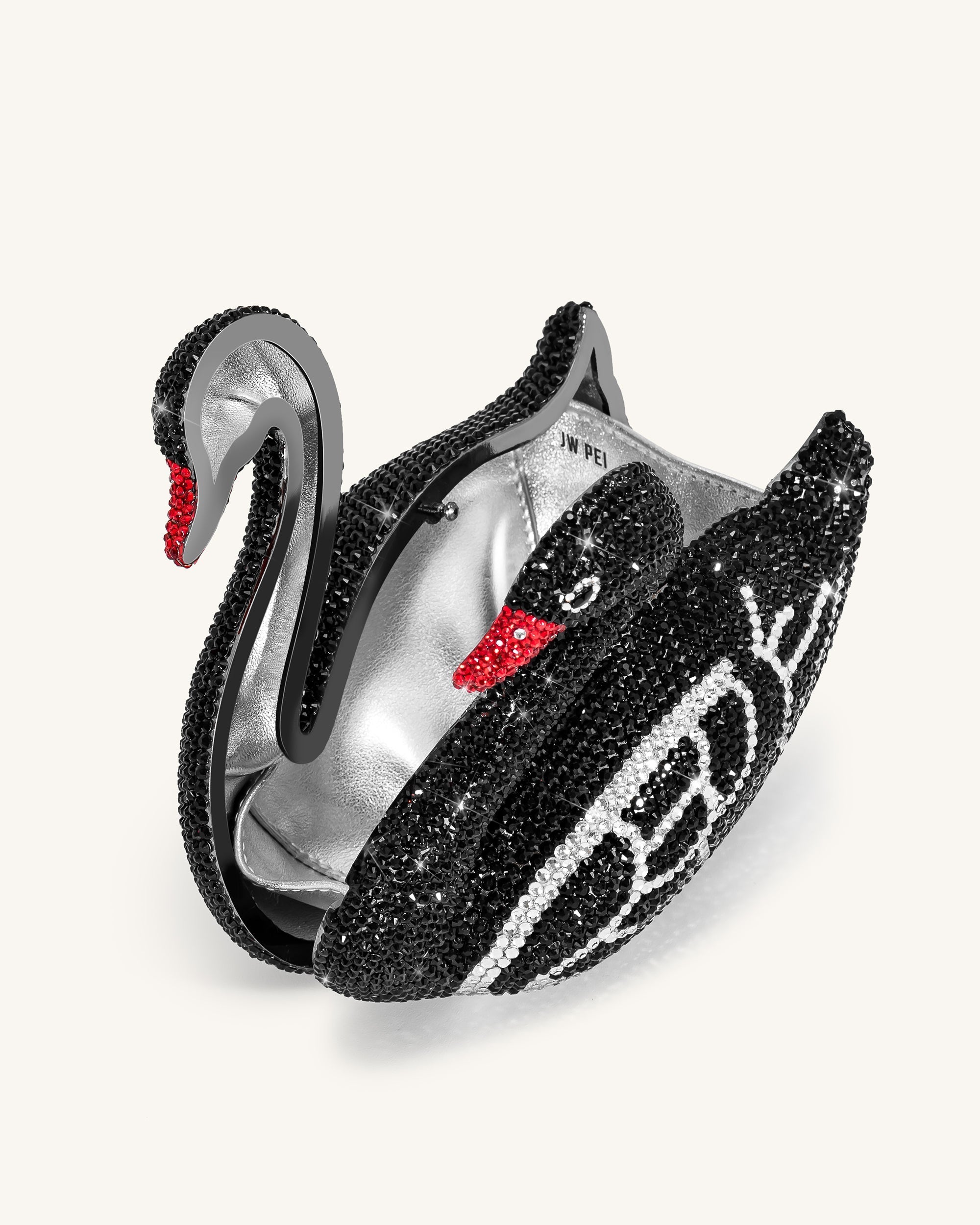 Kinsley Crystal Swan Clutch - Black