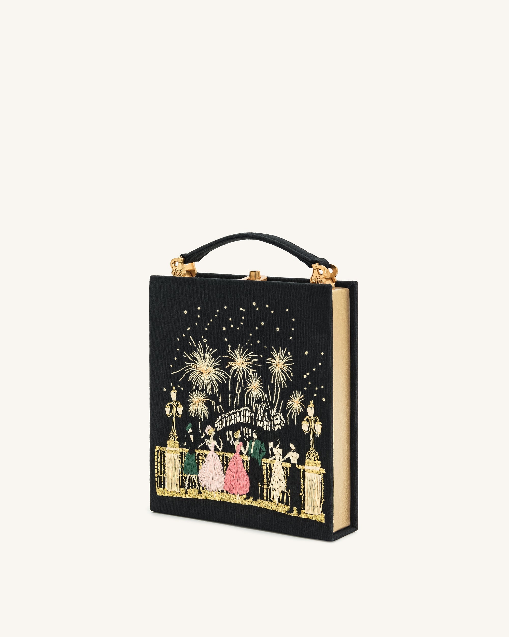 Taya-Fireworks  Pattern Book Shape Clutch Bag - Black
