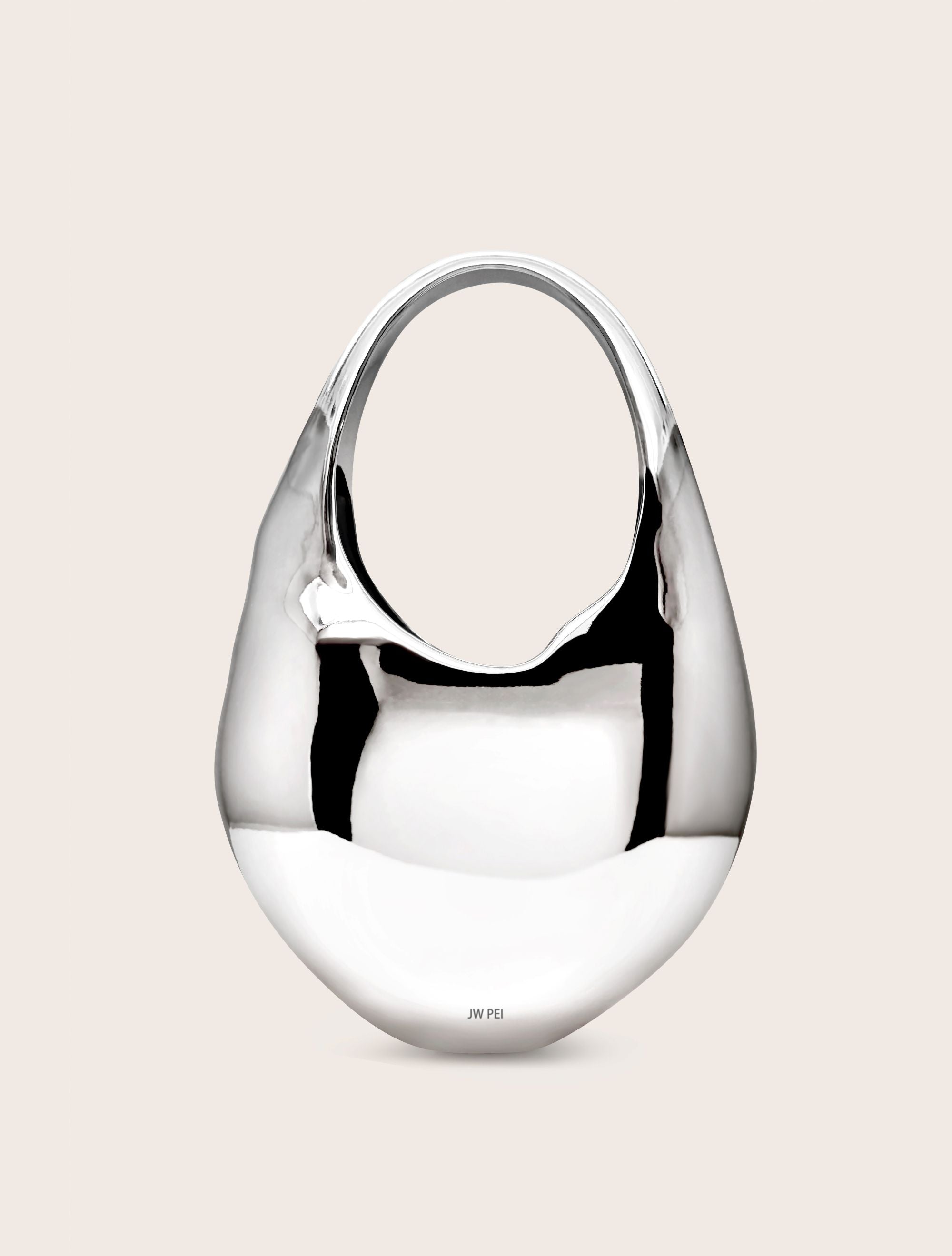Lillian Face Crescent Top Handle Bag - Silver