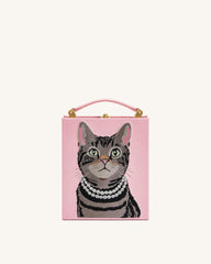 Taya Tabby Cat Pattern Book Shape Clutch Bag - Pink