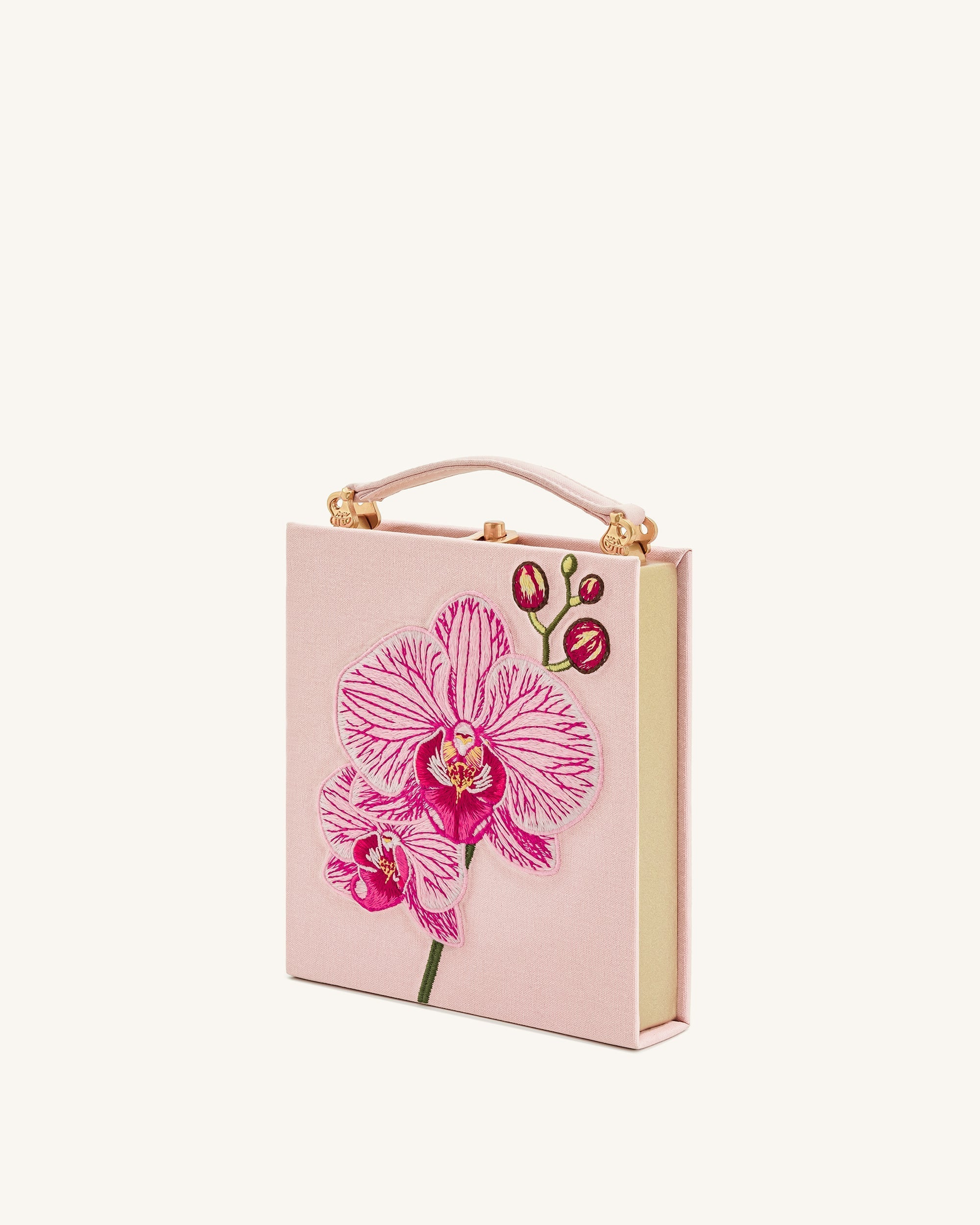 Taya Orchid Motif Book Shape Clutch Bag - Pink