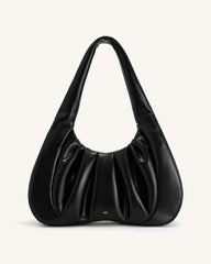 Ashley Ruched Shoulder Bag - Black