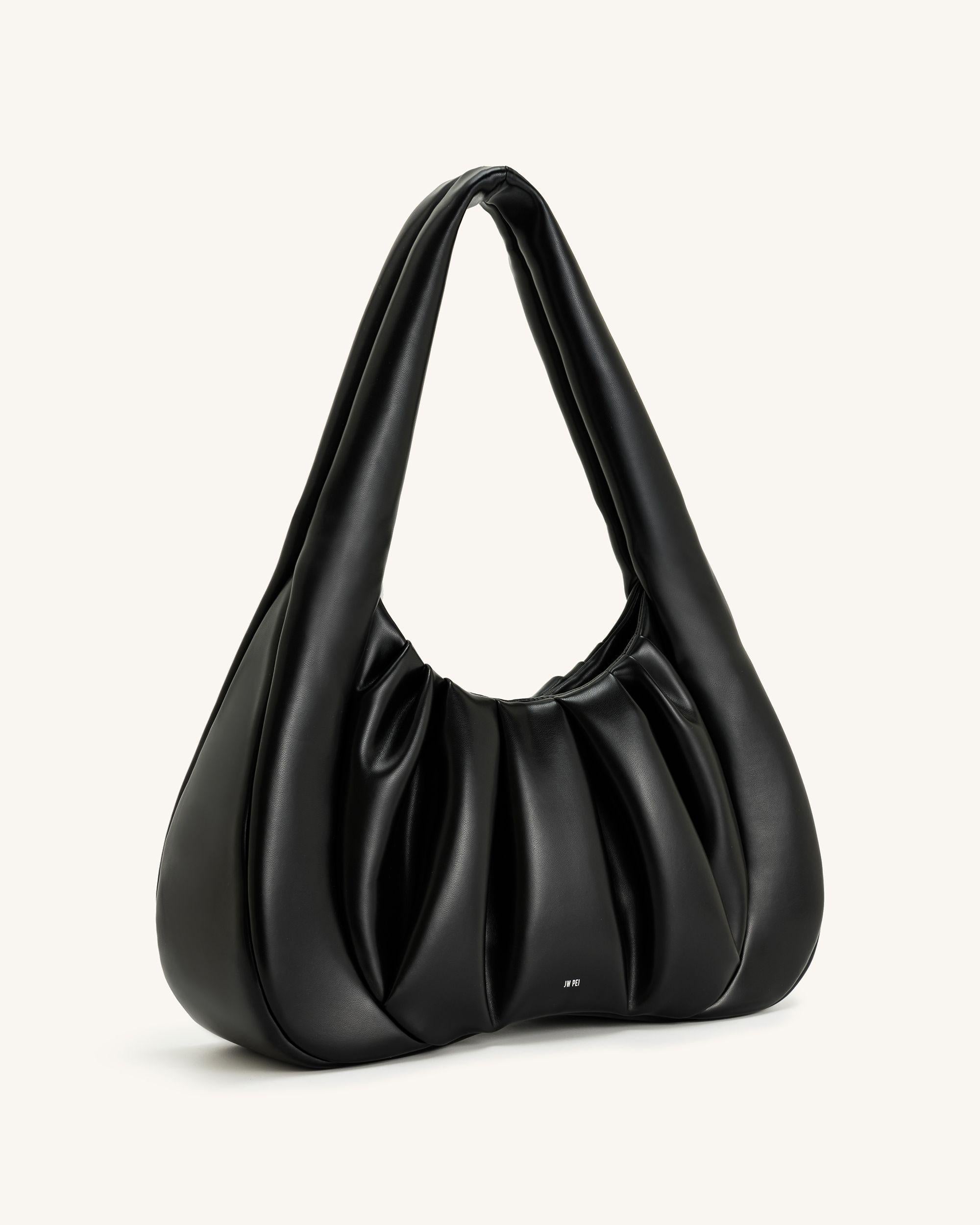 Ashley Ruched Shoulder Bag - Black