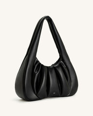 Ashley Ruched Shoulder Bag - Black