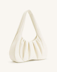 Ashley Ruched Shoulder Bag - White