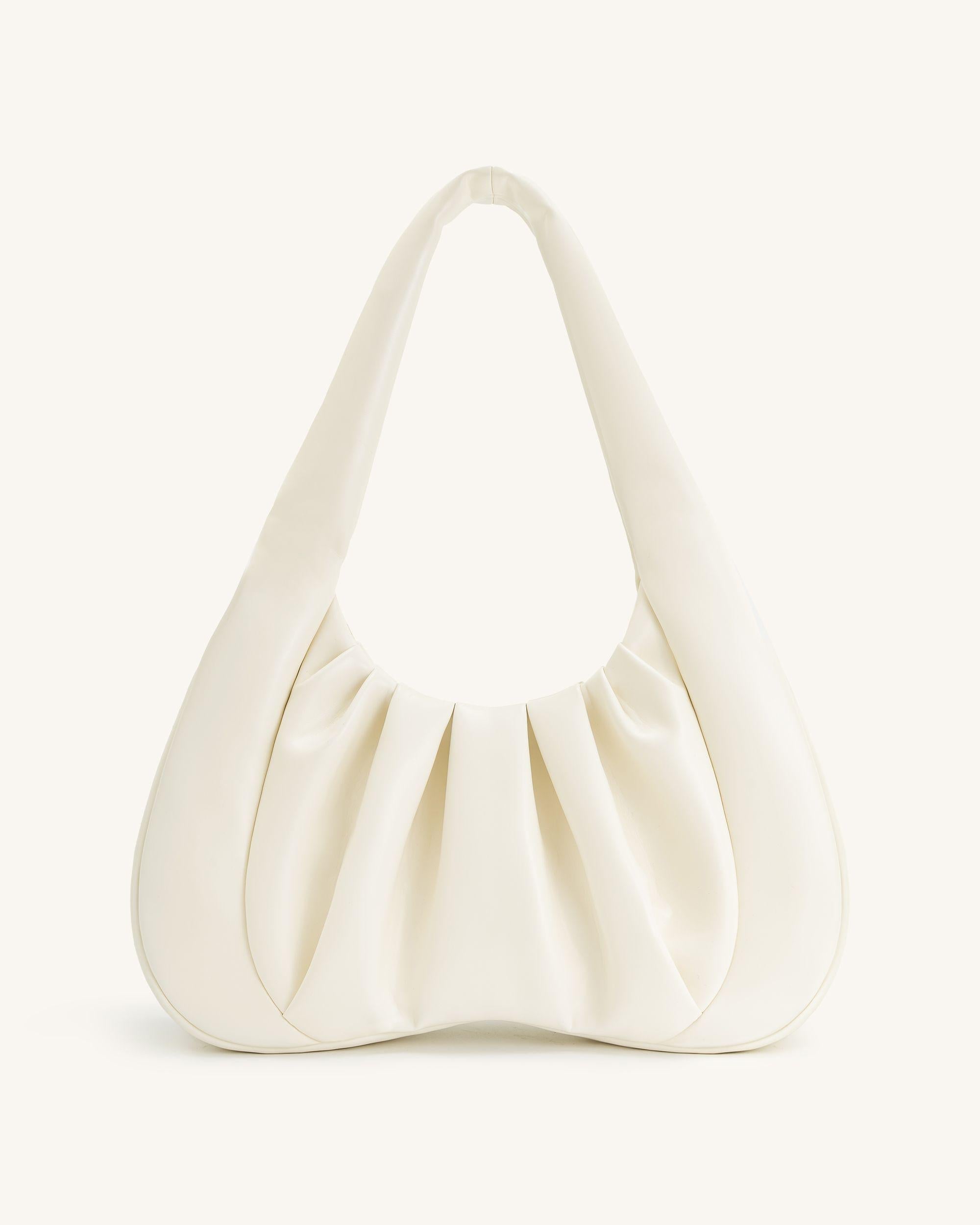 Ashley Ruched Shoulder Bag - White