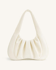 Ashley Ruched Shoulder Bag - White