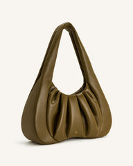 Ashley Ruched Shoulder Bag - Dark Olive