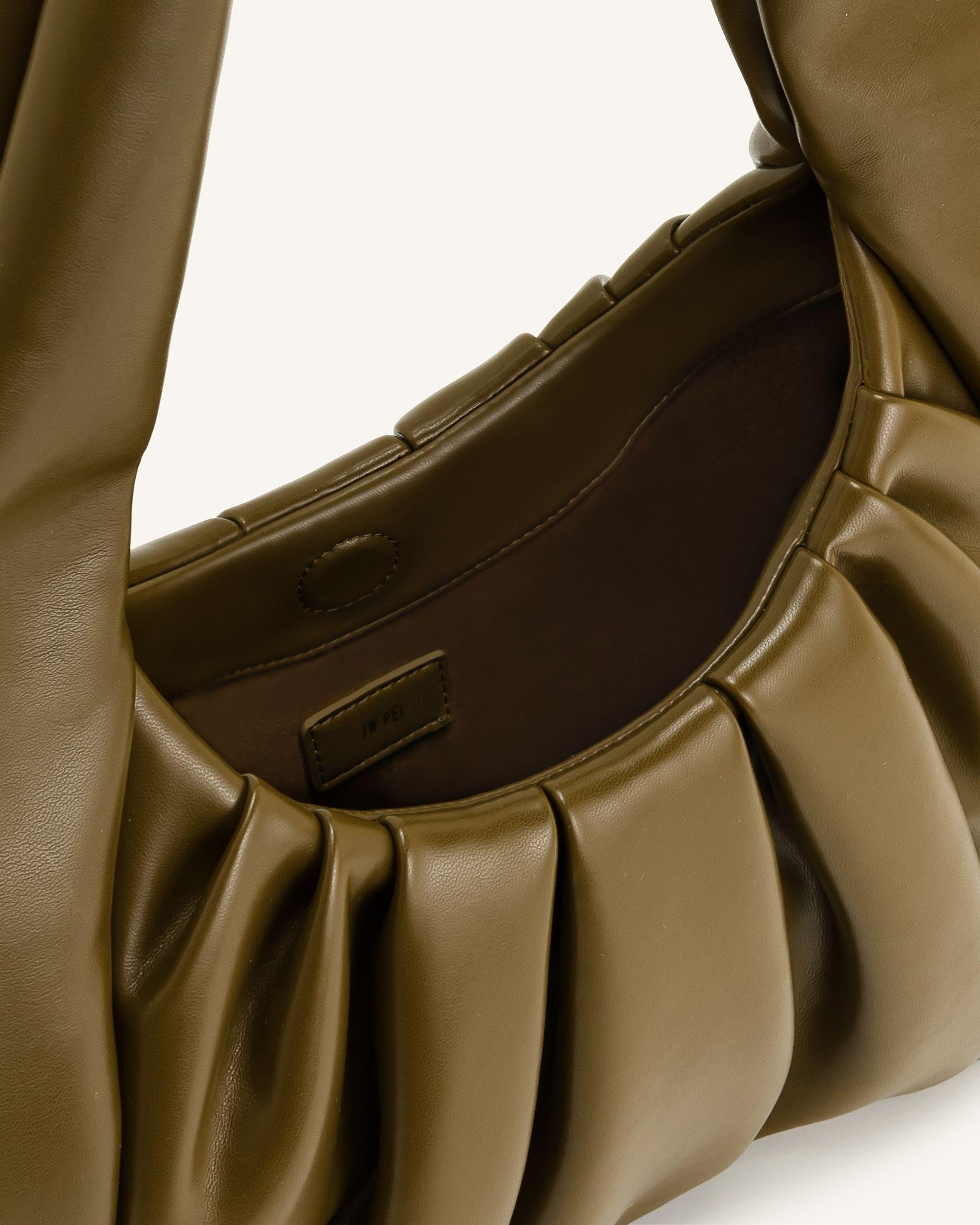 Ashley Ruched Shoulder Bag - Dark Olive