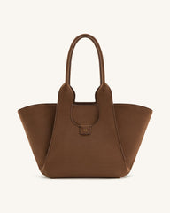 Cara Faux Suede Tote Bag - Mocha Brown