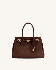 Miley Belt Embellished Tote Bag - Brown
