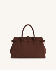 Saige Faux Suede Tote Bag - Brown