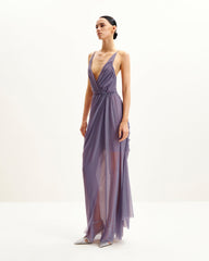 Luna Flowing Mesh Gown - Lavender