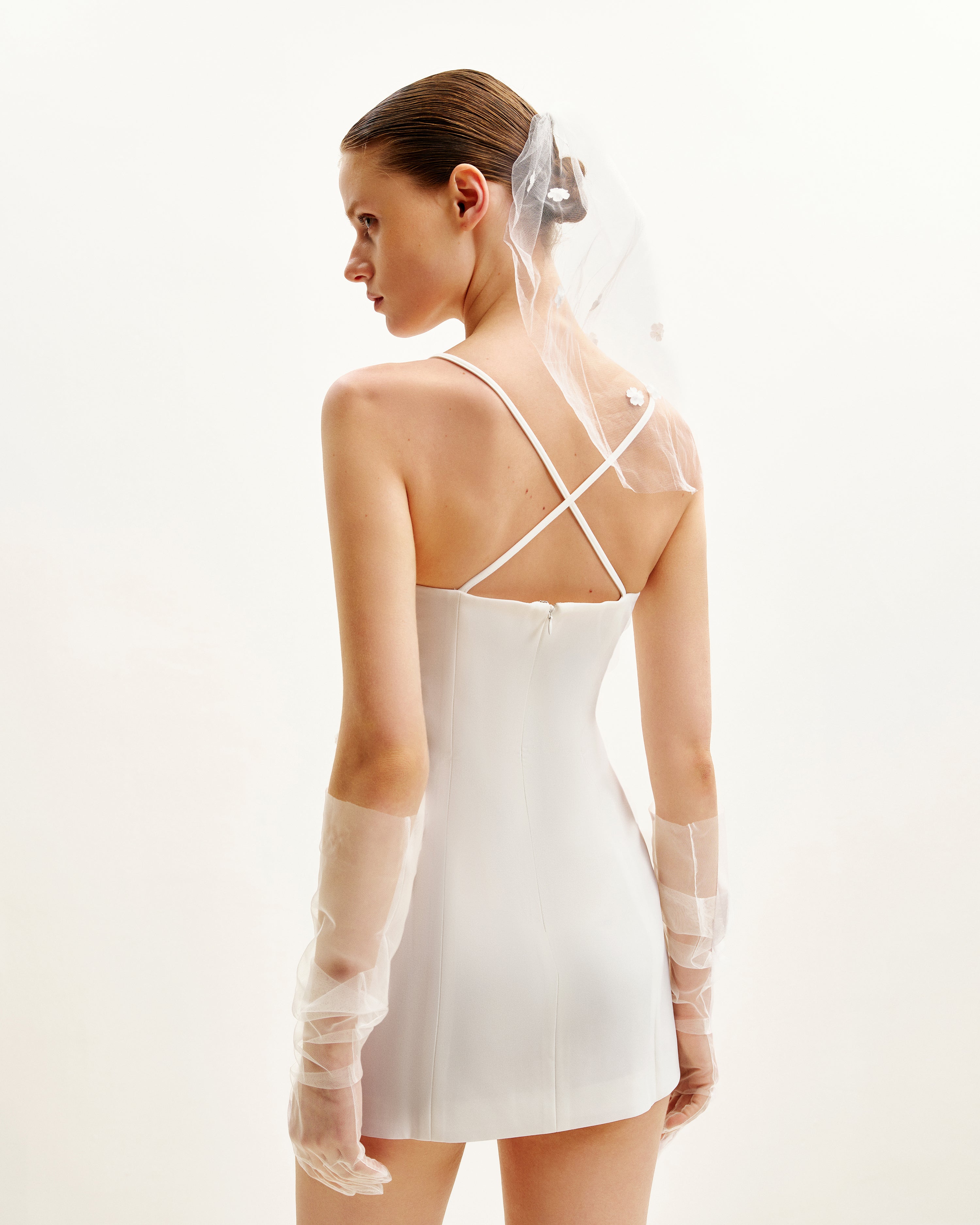 Floral Embrace Sleeveless Gown - White