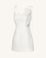 Floral Vine Tie Dress - White