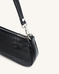 Eva Shoulder Handbag - Black Croc