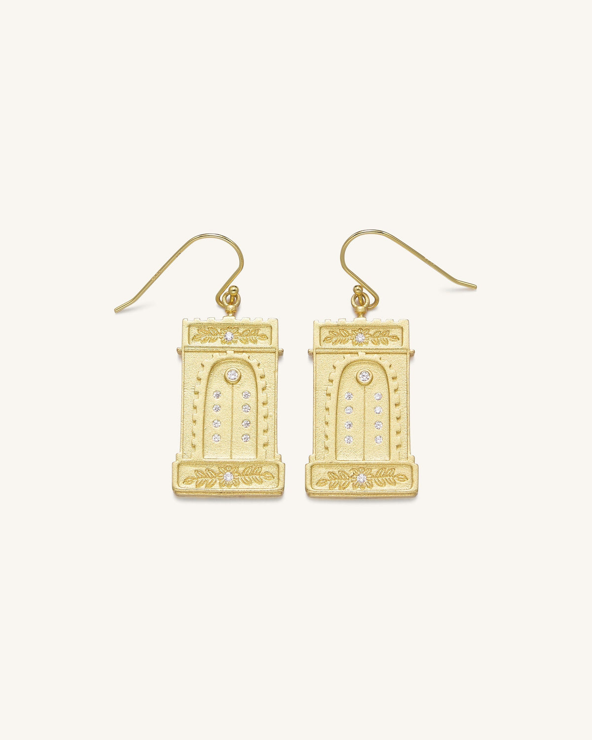 Roman Arch Earrings - 18ct Gold Plated & White Zircon