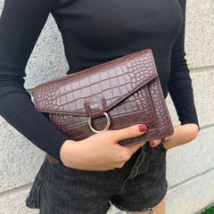 The Envelope Crossbody - Black Croc