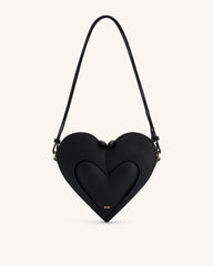 Francisca Heart Shaped Crossbody Bag - Black