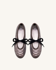 Erika Topstitching Lace-up Ballet Flats - Dark Brown
