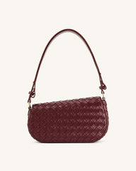Addisyn Weave Texture Shoulder Bag - Burgundy