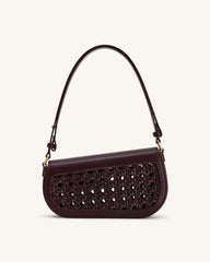 Addisyn Cutout Woven Shoulder Bag - Burgundy