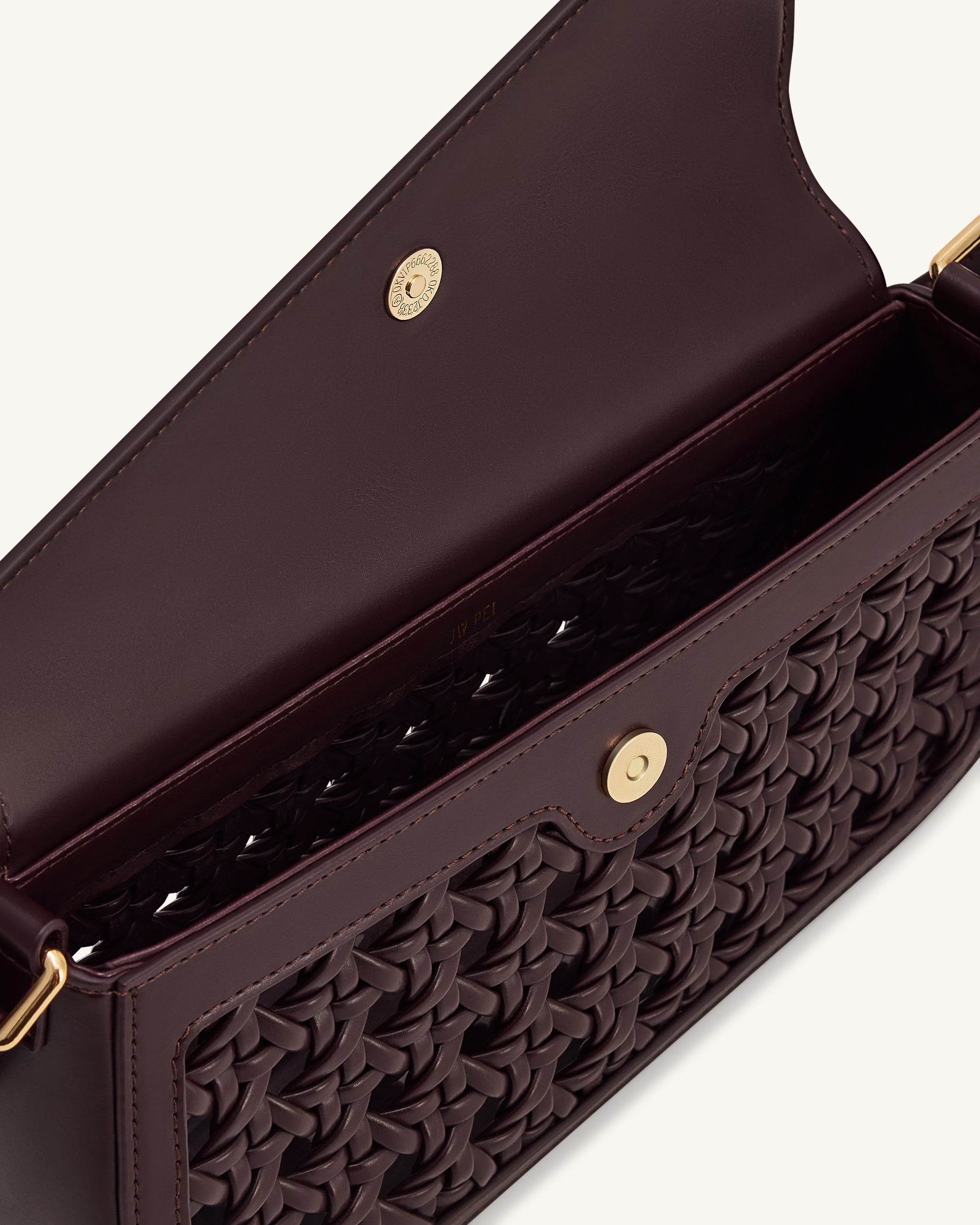 Addisyn Cutout Woven Shoulder Bag - Burgundy