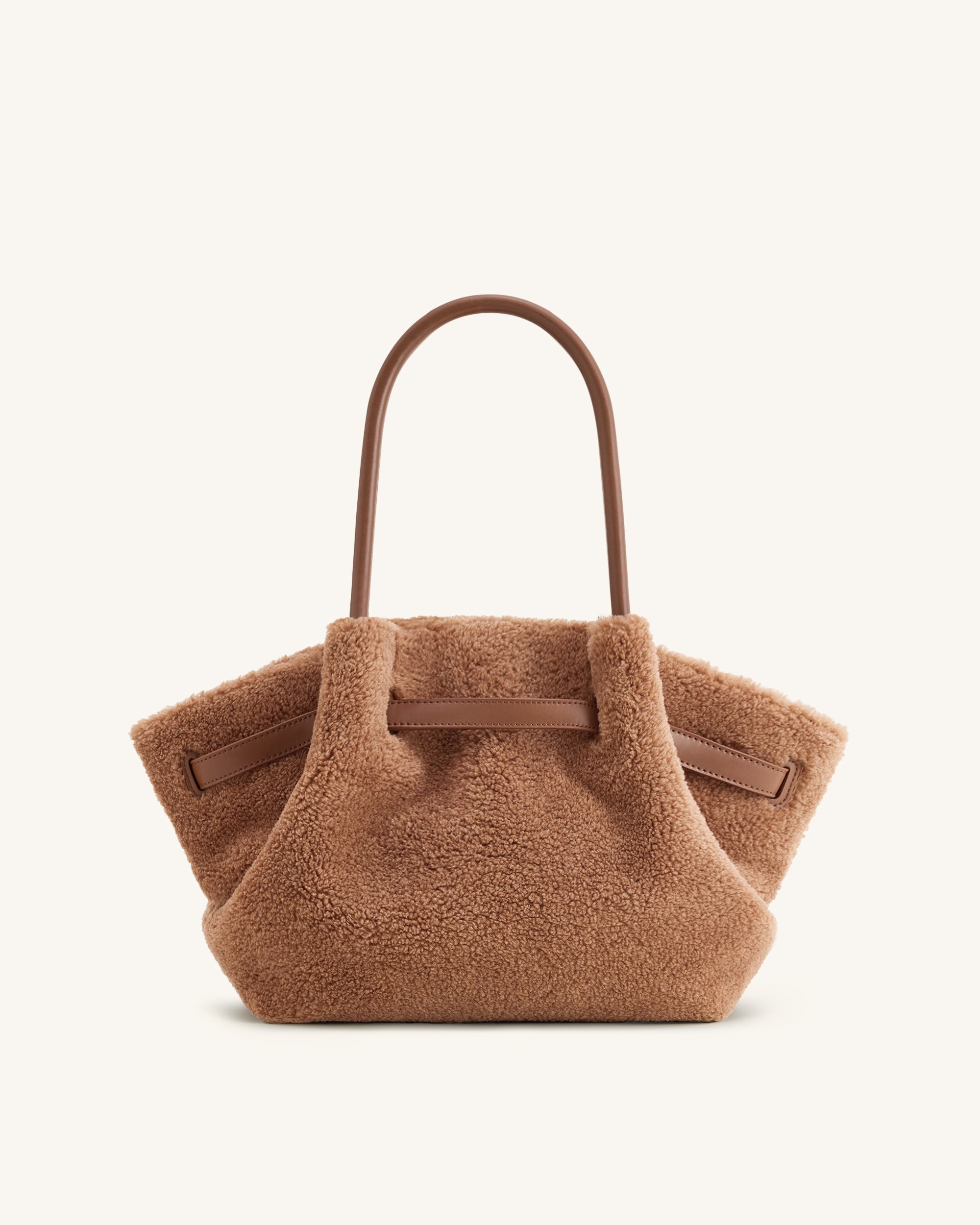 Hana Medium Faux Fur Tote Bag - Coffee Brown