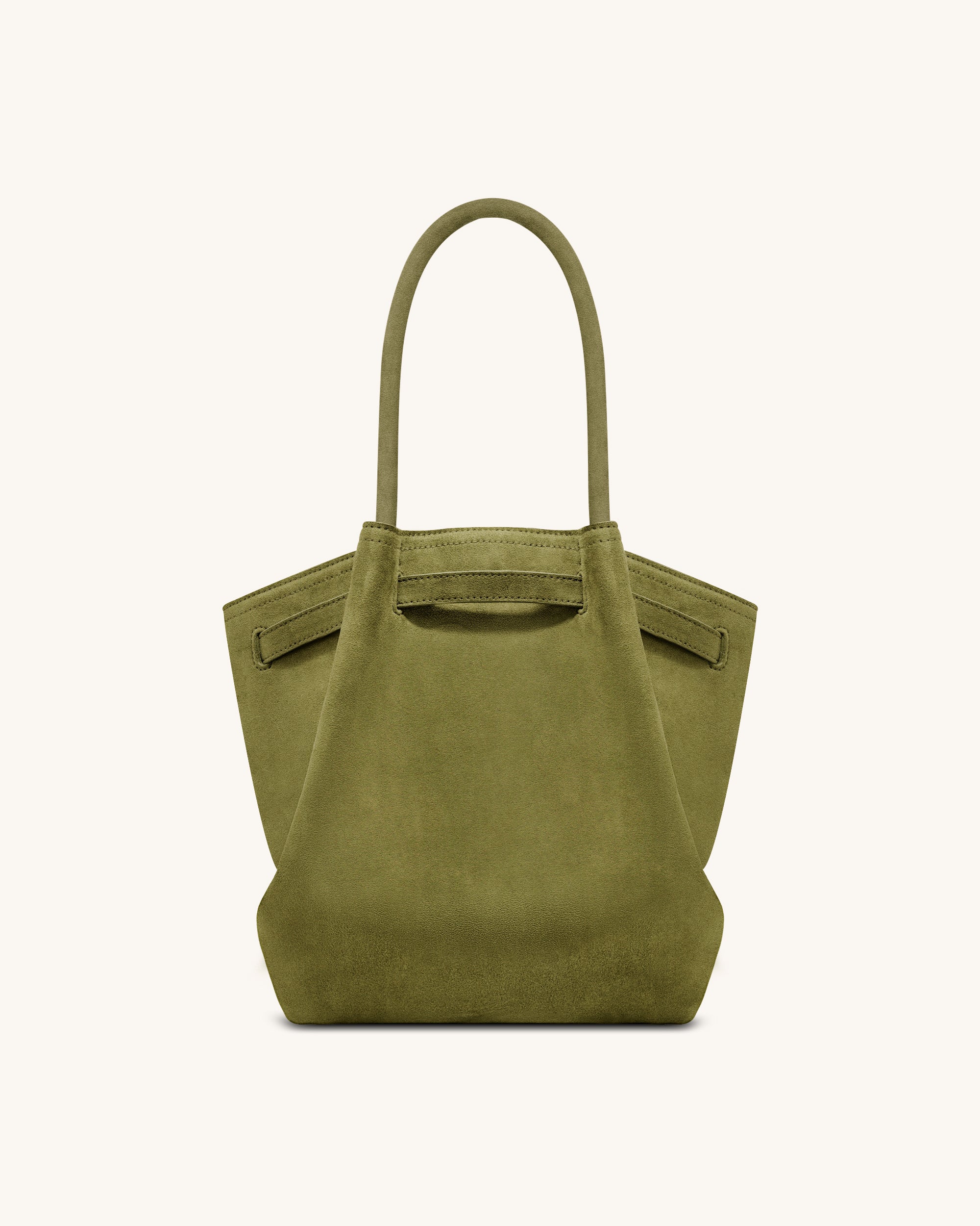 Hana Column Faux Suede Tote Bag - Olive Green