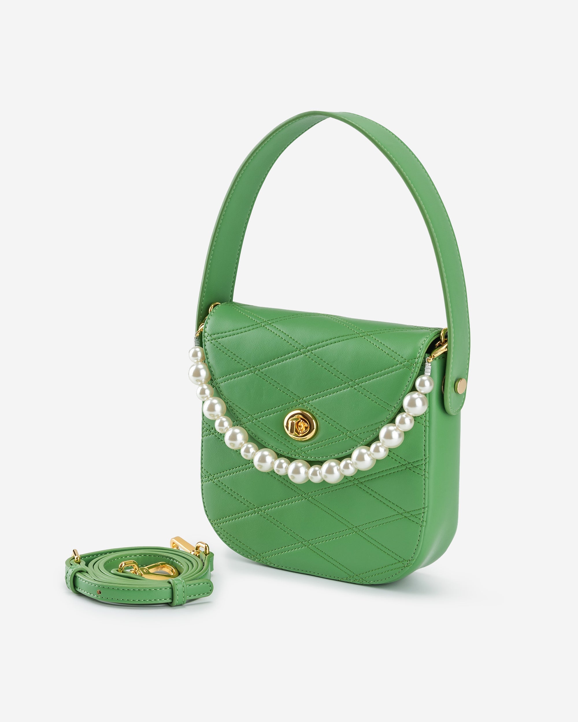 Kate Faux Pearl Bag - Grass Green