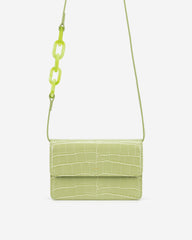 Julia Acrylic Chain Crossbody Bag - Sage Green Croc