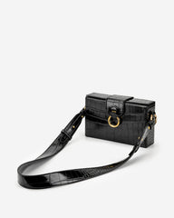 Grace Box Bag - Black Croc