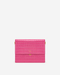 Mini Flap Bag - Rose Red Croc