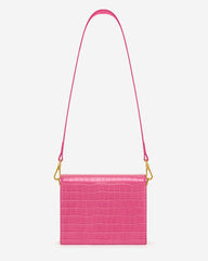 Mini Flap Bag - Rose Red Croc