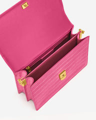 Mini Flap Bag - Rose Red Croc