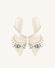 Sara  Studded Mule - White