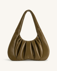 Ashley Ruched Shoulder Bag - Dark Olive
