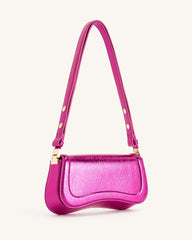 Joy Metallic Shoulder Bag - Red Violet